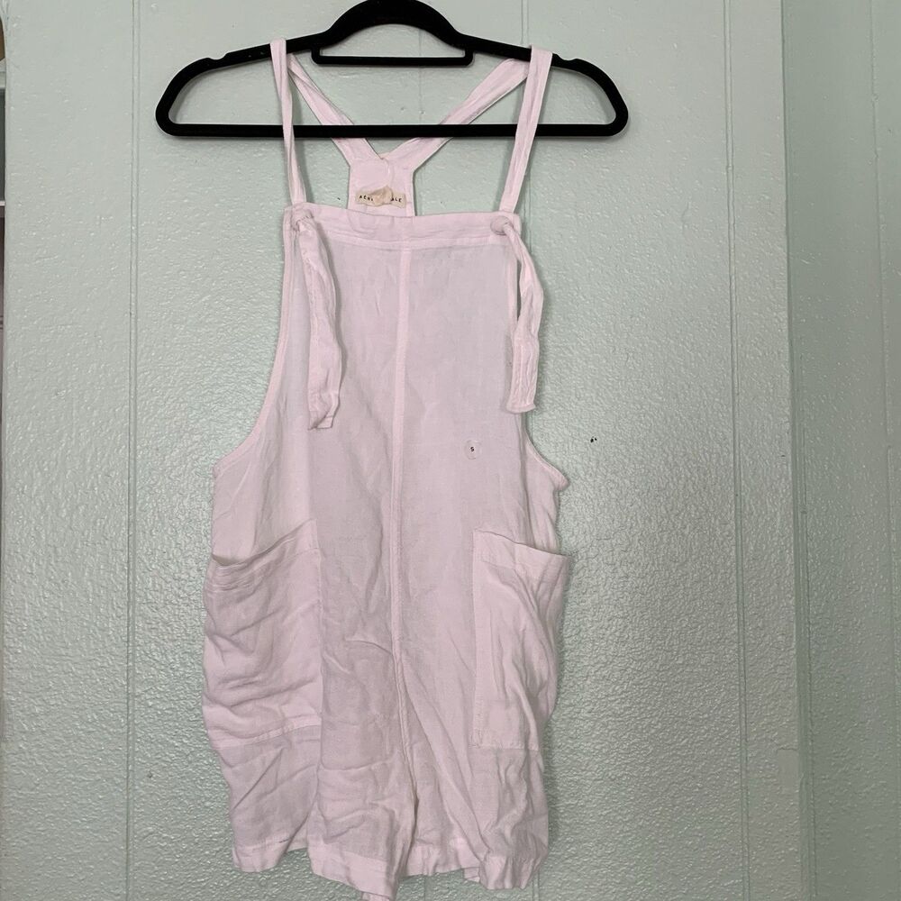 Aeropostale Womens Small Romper White Linen Shorts Pockets Cottagecore Coquette